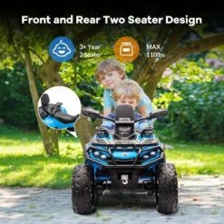 12V Kids ATV 4 Wheeler, Ride On Toy Car, Electric ATV Vehicles, 2 Seater, 2 Speeds,Spring Suspension,Ideal Gift To Kids Boys Girls 3+