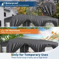 Pop Up Canopy Tent With 6 Removable Sidewalls, Large Outdoor Canopies With Adjustable Heights， Easy Up Commercial Canopy Tents For Parties -Living Aura Store GUEST 8837506c 1c44 47ce 8834 b52a2333d661