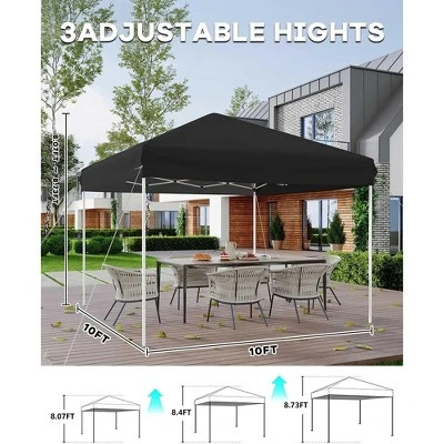 10x10 Heavy Duty Pop Up Canopy, Outdoor Canopy Tent With Portable Bag, 3 Adjustable Height 5 10x10 Heavy Duty Pop Up Canopy, Outdoor Canopy Tent With Portable Bag, 3 Adjustable Height - Image 5