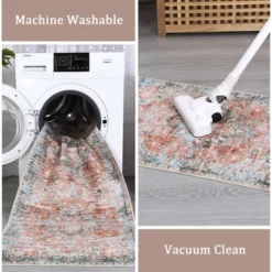 Indoor Vintage Floral Print Living Room Bedroom Area Rugs, Low Pile Non Slip Floor Carpet For Dining Room Office -Living Aura Store GUEST 88ea0136 2dad 4b4f b177 b9b1a45e5d44