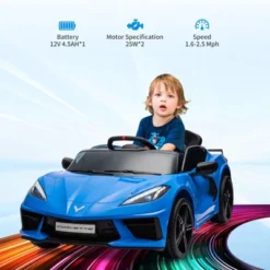 12V Kids Ride On Car, Sports Licensed Corvette Electric Car Toy For Toddles, With Remote Control, Visual Dashboard, LED Lights, Music, For Kids 3-10 17 12V Kids Ride On Car, Sports Licensed Corvette Electric Car Toy For Toddles, With Remote Control, Visual Dashboard, LED Lights, Music, For Kids 3-10 -Living Aura Store GUEST 88fccad1 d4e6 4834 835a 9455cb0b81ed