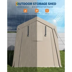 7x10 FT Outdoor Storage Shed, Motorcycle Shed With 2 Roll-Up Zipper Doors & Vents, Heavy-Duty Carport Portable Garage For Bike Firewood Tools, Khaki -Living Aura Store GUEST 892c8e60 2337 41ce a75f f4e79ca7ec6a