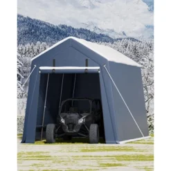 10x15FT Outdoor Storage Shed, Portable Carport With Roll-up Zipper Door And Windows, Heavy Duty Motorcycle Shed Garage Tent For Bike Firewood Tools 11 10x15FT Outdoor Storage Shed, Portable Carport With Roll-up Zipper Door And Windows, Heavy Duty Motorcycle Shed Garage Tent For Bike Firewood Tools -Living Aura Store GUEST 8a92841f 5d80 481a 9468 7b58c2767239