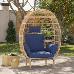 Wicker Egg Chair, Indoor Outdoor Lounger For Patio, 500 Lbs Capacity, All-Weather Rattan Wicker Egg Chair Outdoor, For Patio, Backyard -Living Aura Store GUEST 8a9e5669 797f 4bba 9d61 aff1956c41da