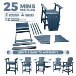 Patio HDPE Adirondack Chairs, Outdoor Tall Seating, For Deck, Balcony, Backyard, Patio Bar Stool Chair, Blue 11 Patio HDPE Adirondack Chairs, Outdoor Tall Seating, For Deck, Balcony, Backyard, Patio Bar Stool Chair, Blue -Living Aura Store GUEST 8b2e7e5f 8f07 442b b3a1 2e0b8b70e3d6