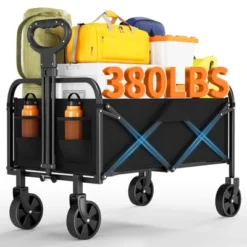 Collapsible Wagon Cart, 380 Lbs Capacity Heavy Duty Foldable Portable Camping Cart With All Terrain Wheels, Utility Beach Wagon For RV Grocery, Black 13 Collapsible Wagon Cart, 380 Lbs Capacity Heavy Duty Foldable Portable Camping Cart With All Terrain Wheels, Utility Beach Wagon For RV Grocery, Black -Living Aura Store GUEST 8b435bfb b4d8 4e9d ba03 ad2b4b33881c