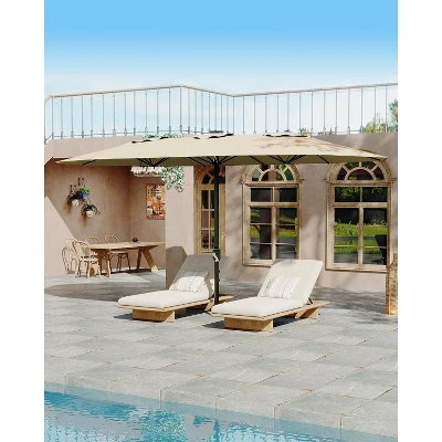 13 Ft Extra Large Double-Sided Patio Umbrella, Outdoor Umbrella With Water-Resistant Polyester Canopy, Crank Handle And 12 Strong Steel Ribs 6 13 Ft Extra Large Double-Sided Patio Umbrella, Outdoor Umbrella With Water-Resistant Polyester Canopy, Crank Handle And 12 Strong Steel Ribs - Image 6