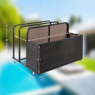 Outdoor PE Rattan Poolside Float Storage Box With Rolling Wheels, Weather-Resistant Patio & Beach Organizer For Pool Accessories 2 Outdoor PE Rattan Poolside Float Storage Box With Rolling Wheels, Weather-Resistant Patio & Beach Organizer For Pool Accessories - Image 2