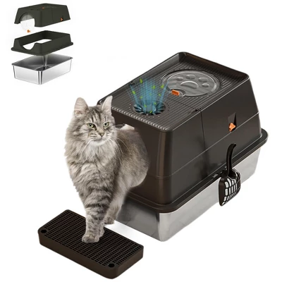 Enclosed Metal Litter Box With Lid, Large Metal Litter Box For Cats, Covered Dog Proof Litter Box 8'' Deep,Removable Top And Litter Scooper 7 Enclosed Metal Litter Box With Lid, Large Metal Litter Box For Cats, Covered Dog Proof Litter Box 8'' Deep,Removable Top And Litter Scooper - Image 7