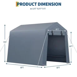 6x6 FT Outdoor Storage Shed With Roll-Up Zipper Door & Mesh Window, Heavy Duty Motorcycle Shed, Portable Carport For Bike Firewood Tools, Grey 14 6x6 FT Outdoor Storage Shed With Roll-Up Zipper Door & Mesh Window, Heavy Duty Motorcycle Shed, Portable Carport For Bike Firewood Tools, Grey -Living Aura Store GUEST 8f235dad 42ac 41b3 9c7a 88971f0b52b2