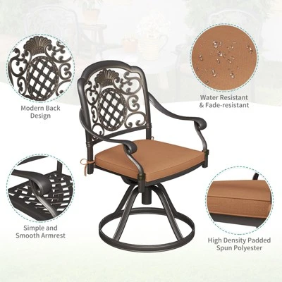 7 Piece Patio Furniture Dining Set, All-Weather Outdoor Table And Chairs For 6, Includes 4 Dining Chair & 2 Swivel Chairs & 60'' Rectangular Table 6 7 Piece Patio Furniture Dining Set, All-Weather Outdoor Table And Chairs For 6, Includes 4 Dining Chair & 2 Swivel Chairs & 60'' Rectangular Table - Image 6