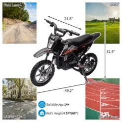 36V Ride On Dirt Bike For Kids,Fast Speed Electric Powered Off-Road Motorcycle,15.5MPH,Led Light,Leather Seat,Disc Brake,Air-Filled Tires,Black -Living Aura Store GUEST 9070e7ea f6ca 429e a869 2167de9c9ef9