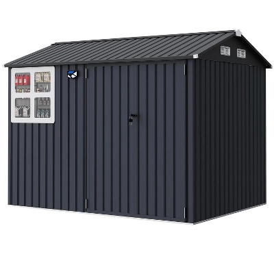 6x8 Ft Metal Outdoor Storage Shed With Window, Lockable Tool Storage Sheds, Oversized Steel Garden Sheds With Sloped Roof For Backyard, Patio, Garage 9 6x8 Ft Metal Outdoor Storage Shed With Window, Lockable Tool Storage Sheds, Oversized Steel Garden Sheds With Sloped Roof For Backyard, Patio, Garage - Image 9
