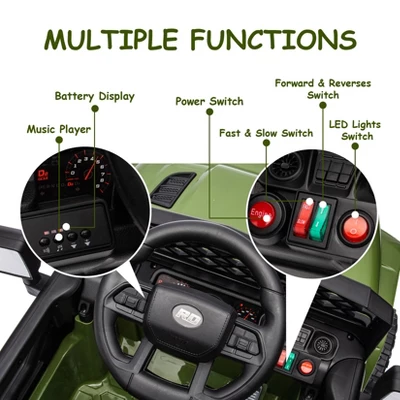 Kids Ride On Truck Car With Remote Control, 12V Battery Powered Electric Car With Spring Suspension, MP3 Player, LED Light, 3 Speed For Boys Girls 3+ 5 Kids Ride On Truck Car With Remote Control, 12V Battery Powered Electric Car With Spring Suspension, MP3 Player, LED Light, 3 Speed For Boys Girls 3+ - Image 5