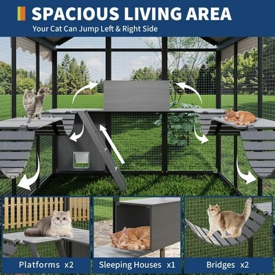 Aluminum Extra Large Catio Outdoor Cat Enclosure For Multiple Cats With Channels, Side Door 2 Aluminum Extra Large Catio Outdoor Cat Enclosure For Multiple Cats With Channels, Side Door - Image 2