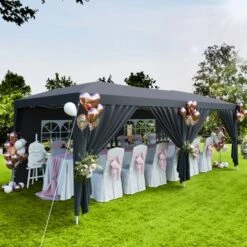 Pop Up Canopy Tent With 6 Removable Sidewalls, Large Outdoor Canopies With Adjustable Heights, Easy Up Commercial Canopy Tents For Parties