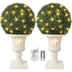 16inch Prelit Faux Boxwood Balls With Sturdy Pot Base, UV Resistant & Waterproof Fake Greenery Plants, For Front Porch Garden Home Decor 17 16inch Prelit Faux Boxwood Balls With Sturdy Pot Base, UV Resistant & Waterproof Fake Greenery Plants, For Front Porch Garden Home Decor -Living Aura Store GUEST 94101682 4fb4 469e b8b8 23914cdf40d0