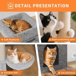 Cat Tree With Litter Box Enclosure - Hidden Cat Washroom, Indoor Kitten House With Scratching Posts, Multi Platform And Condo, Cat Tower, Hammock -Living Aura Store GUEST 94b141bb ef53 4716 8913 eb22056d9d06