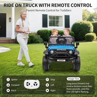 12V Kids Electric Ride-On Truck - Parent Remote Control, 3 Speed Settings, LED Lights & Music Player For Children Ages 3-6 Years 1 12V Kids Electric Ride-On Truck - Parent Remote Control, 3 Speed Settings, LED Lights & Music Player For Children Ages 3-6 Years