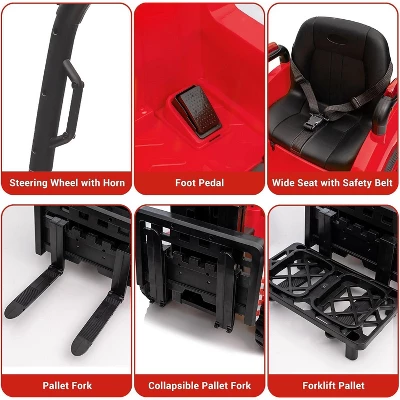 12V Kids Ride On Forklift Car With Tent, Electric Ride On Construction Car Toy For Toddles With Remote Control, 2 Speeds, Music 4 12V Kids Ride On Forklift Car With Tent, Electric Ride On Construction Car Toy For Toddles With Remote Control, 2 Speeds, Music - Image 4