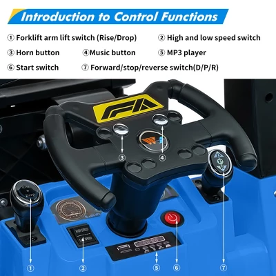 12V Kids Ride On Forklift Car, Electric Ride On Construction Car With Remote Control, Liftable Fork And Pallet, , Music Ride On Toy For Kids 1 12V Kids Ride On Forklift Car, Electric Ride On Construction Car With Remote Control, Liftable Fork And Pallet, , Music Ride On Toy For Kids