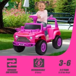 6V Kids Electric Ride On Car With Music, Toddler Toy Car With Horn Storage, Electric Vehicles With 15W Motor, Spring Wheels For Boys & Girls 3-10