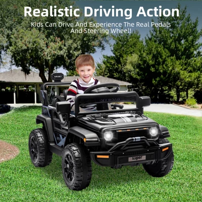 Ride On Truck For Kids, 12V Battery Powered Toy Car With Remote Control, Spring Suspension, LED Headlight And Music, Toddler Electric Vehicles For 3+ 2 Ride On Truck For Kids, 12V Battery Powered Toy Car With Remote Control, Spring Suspension, LED Headlight And Music, Toddler Electric Vehicles For 3+ - Image 2