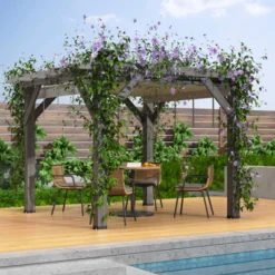 10'X 10' Cedar Wood Pergola, Retractable Shade Canopy, Durable, Rot Resistant,Solid Structure, Patio Pergola For Backyard, Deck, Garden 15 10'X 10' Cedar Wood Pergola, Retractable Shade Canopy, Durable, Rot Resistant,Solid Structure, Patio Pergola For Backyard, Deck, Garden -Living Aura Store GUEST 9b20a10b 062e 4766 9fd1 5c796554f230