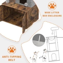 Cat Tree With Litter Box Enclosure - Hidden Cat Washroom, Indoor Kitten House With Scratching Posts, Multi Platform And Condo, Cat Tower, Hammock -Living Aura Store GUEST 9b834ff1 8a3e 4b2a 8997 e776ea820477