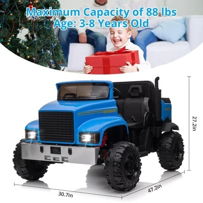 12V Electric Ride-On Truck Car With Remote Control, 4WD, Electric Dump Bed, 4x200W Motors, And 3 Speed Settings – 2-Seater Utv For Kids 2 12V Electric Ride-On Truck Car With Remote Control, 4WD, Electric Dump Bed, 4x200W Motors, And 3 Speed Settings – 2-Seater Utv For Kids - Image 2