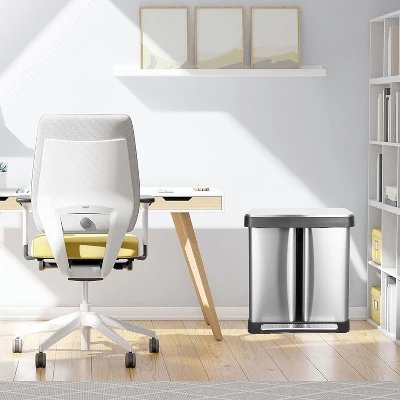 19 Gallon Dual Trash Can, Two Compartment Trash Can With Recycling Bin Combo, Double Garbage Cans 6 19 Gallon Dual Trash Can, Two Compartment Trash Can With Recycling Bin Combo, Double Garbage Cans - Image 6