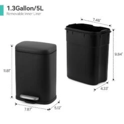 1.3 Gallon Small Bathroom Trash Can, Stainless Steel Garbage Can With Soft Close Lid & Removable Inner Bucket, Slim For Small Spaces, Kitchens -Living Aura Store GUEST 9ee293b1 b8e3 4c3d b325 4e140e0908c3