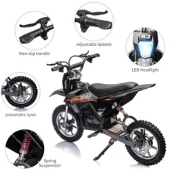 36V Ride On Dirt Bike For Kids,Fast Speed Electric Powered Off-Road Motorcycle,15.5MPH,Led Light,Leather Seat,Disc Brake,Air-Filled Tires,Black -Living Aura Store GUEST 9efa9e70 965d 4cf4 b331 01a1bd57417f