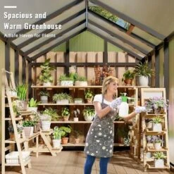 6x8x6.5 FT Greenhouses For Outdoors, Aluminum Green House With Polycarbonate Roof, Sliding Door, Adjustable Vent For Garden, Backyard, Patio, Black -Living Aura Store GUEST a18013f5 eef6 4874 b0c5 150ca723eee1