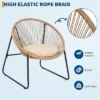 3 Piece Outdoor Seating Acapulco Chair Glass Top Side Table And 2 Chairs With Cushions PE Rattan All-Weather Patio Conversation Bistro Set