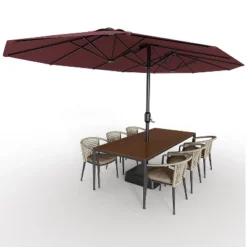 15FT Large Patio Umbrella With Base Included, Oversized Shade For 2-8 People, Double-Sided Rectangle Umbrella, Weighted Base For Pool, Deck, Backyard 16 15FT Large Patio Umbrella With Base Included, Oversized Shade For 2-8 People, Double-Sided Rectangle Umbrella, Weighted Base For Pool, Deck, Backyard -Living Aura Store GUEST a1f59c4e af46 4241 80b6 953270125aef