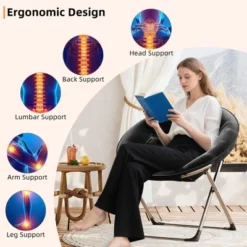 Saucer Chair, Comfy Chair Faux Fur Lounge Moon Chair With Folding Metal Frame, Flower Accent Seat 14 Saucer Chair, Comfy Chair Faux Fur Lounge Moon Chair With Folding Metal Frame, Flower Accent Seat -Living Aura Store GUEST a22b4e9e c9a8 417e a20c 3efbcae97eda