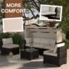 6 Pieces Patio Sectional Sofa Set, PE Rattan Daybed, Outdoor Wicker Sunbed Chaise Chair, Adjustable Backrest, For Poolside, Backyard