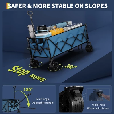 Heavy Duty Utility Beach Wagon Cart - Collapsible Wagon Beach With All Terrain Wheels, Extra Long WagonCart, Foldable With Cup Holders For Sand 6 Heavy Duty Utility Beach Wagon Cart - Collapsible Wagon Beach With All Terrain Wheels, Extra Long WagonCart, Foldable With Cup Holders For Sand - Image 6