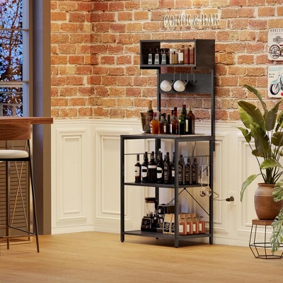 Kitchen Baker Rack, 4-Tier Kitchen Storage Shelf Rack With 10 Hooks, Industrial Microwave Stand, Standing Coffee Bar Table For Spices, Pots And Pans 7 Kitchen Baker Rack, 4-Tier Kitchen Storage Shelf Rack With 10 Hooks, Industrial Microwave Stand, Standing Coffee Bar Table For Spices, Pots And Pans - Image 7