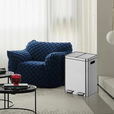 2 X 4 Gal Dual Trash Can, Hands-Free Trash Can With Soft Close Lid, Stainless Steel Garbage Can 3 2 X 4 Gal Dual Trash Can, Hands-Free Trash Can With Soft Close Lid, Stainless Steel Garbage Can - Image 3