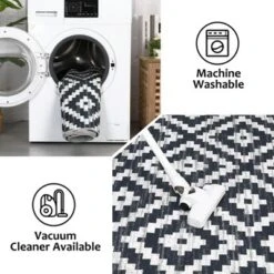 Washable Modern Geometric Living Room Area Rugs, Soft Non Slip Bedroom Carpet, Low Pile Foldable Thin Mat -Living Aura Store GUEST a4814b91 4264 4f56 b2fd ef3b813ab19e