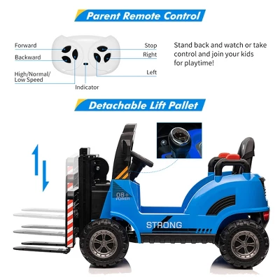 12V Kids Ride On Forklift Car, Electric Ride On Construction Car With Remote Control, Liftable Fork And Pallet, , Music Ride On Toy For Kids 4 12V Kids Ride On Forklift Car, Electric Ride On Construction Car With Remote Control, Liftable Fork And Pallet, , Music Ride On Toy For Kids - Image 4