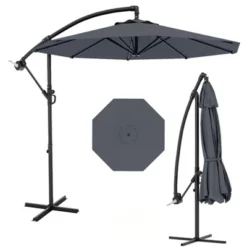 10FT Cantilever Umbrella With Cross Base - 2-6 People, Outdoor Offset Design With Crank Lift, Fade-Resistant Canopy For Deck Pool Garden Backyard 20 10FT Cantilever Umbrella With Cross Base - 2-6 People, Outdoor Offset Design With Crank Lift, Fade-Resistant Canopy For Deck Pool Garden Backyard -Living Aura Store GUEST a5b00ad6 802b 4301 813f 58228a0c935a