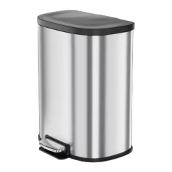 Hands-Free Trash Can, 13 Gallons Stainless Steel Garbage Can With Foot Pedal And Inner Bucket, Semi-Circular Heavy Duty Kitchen Trash Bin, Silver 13 Hands-Free Trash Can, 13 Gallons Stainless Steel Garbage Can With Foot Pedal And Inner Bucket, Semi-Circular Heavy Duty Kitchen Trash Bin, Silver -Living Aura Store GUEST a6df1c0b b667 4b98 80ae 8df2a70c1abb