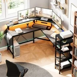 61" L Shaped Gaming Desk, With Monitor Stand, L-Shaped Corner Computer Desks, Built-in LED Lights And Side Storage Pockets, For Small Spaces 12 61" L Shaped Gaming Desk, With Monitor Stand, L-Shaped Corner Computer Desks, Built-in LED Lights And Side Storage Pockets, For Small Spaces -Living Aura Store GUEST a7146fae 8936 4d97 99a3 487bb13ee22f