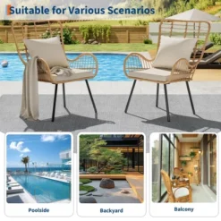 Set Of 2 All-Weather Wicker Patio Chairs, Outdoor Rattan Dining Chairs With Thick Cushions & High Backrest For Porch, Balcony, Garden, Brown 11 Set Of 2 All-Weather Wicker Patio Chairs, Outdoor Rattan Dining Chairs With Thick Cushions & High Backrest For Porch, Balcony, Garden, Brown -Living Aura Store GUEST a8e156bb fa51 41cd 8450 909944beaf96