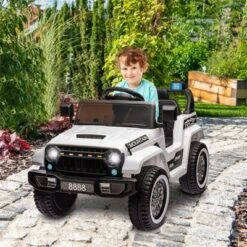 12V Kids Ride On Truck Car, Electric Vehicles With Remote Control, Spring Suspension, Lights, Music, Battery Powered Ride On Toy For Boys Girls