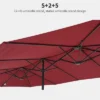 15 FT Extra Large Patio Umbrella W/ Base, Double-Sided Umbrella With Crank Handle, Outdoor UVProtective Pool Umbrella For Garden, Backyard, Poolside