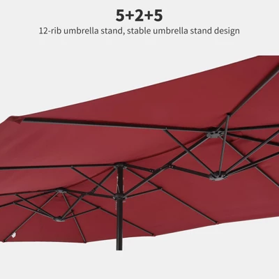 15 FT Extra Large Patio Umbrella W/ Base, Double-Sided Umbrella With Crank Handle, Outdoor UVProtective Pool Umbrella For Garden, Backyard, Poolside 1 15 FT Extra Large Patio Umbrella W/ Base, Double-Sided Umbrella With Crank Handle, Outdoor UVProtective Pool Umbrella For Garden, Backyard, Poolside